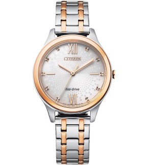 CITIZEN Eco Drive Rose Gold-Silver Stainless Steel Bracelet EM0506-77A