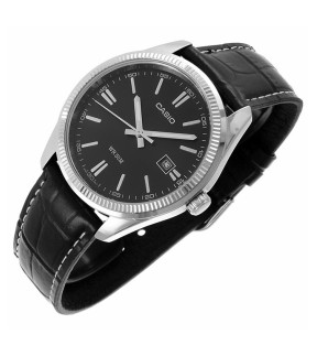 Ρολόι CASIO Collection Με Μαύρο Δερμάτινο Λουράκι MTP-1302PL-1AVEF