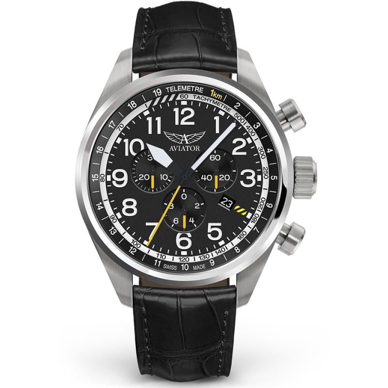 Black top aviator watch