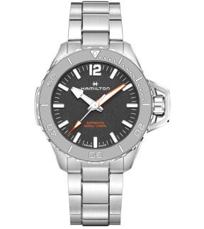 Ρολόι HAMILTON Khaki Navy Frogman Με Αυτόματο Μηχανισμό Και Ασημί Ατσάλινο Μπρασελέ H77815130
