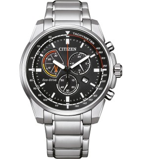 Ρολόι CITIZEN Eco-Drive Με Χρονογράφο Και Ασημί Ατσάλινο Μπρασελέ AT1190-87E