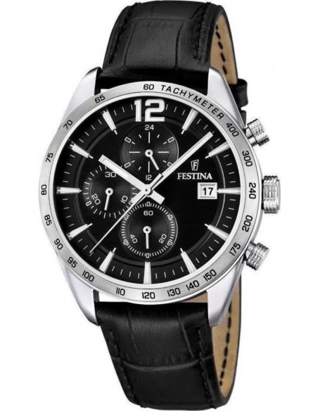 FESTINA Chronograph Black Leather Strap F16760 4