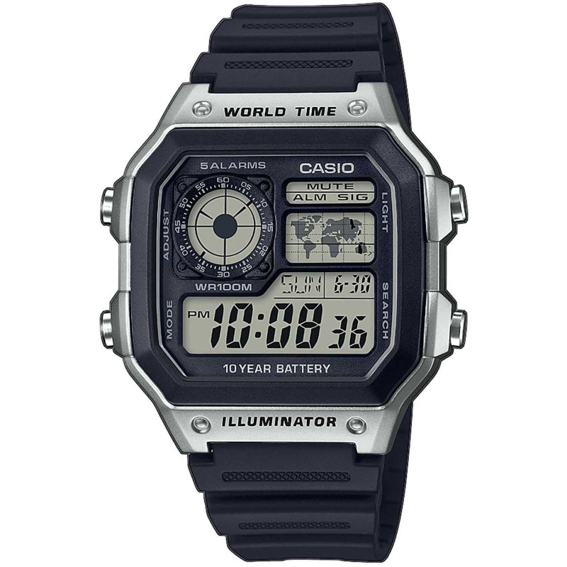 Casio collection digital sales black rubber strap