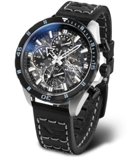 VOSTOK EUROPE Celestial Objects Limited Series Chronograph Black Leather Strap 6S10-320E693