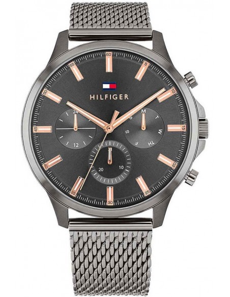 Ρολόι TOMMY HILFIGER Ryder Με Πολλαπλές Ενδείξεις Και Ανθρακί Ατσάλινο Mesh Μπρασελέ 1710500