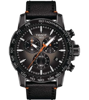 Ρολόι TISSOT Supersport Chrono Basketball Edition Mε Μαύρο Δερμάτινο Λουράκι T1256173608100