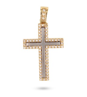 VITOPOULOS Cross Yellow-White Gold 14Ct With Zircon Stones