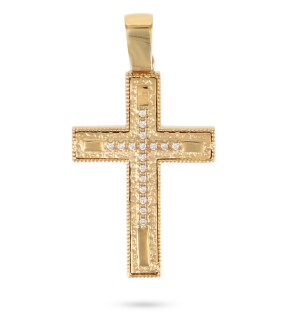 VITOPOULOS Cross Yellow-White Gold 14Ct With Zircon Stones