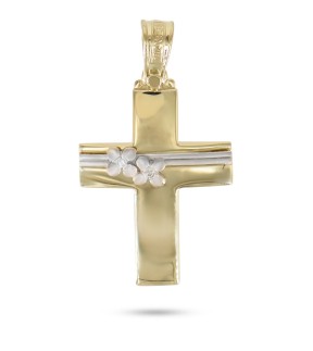 VITOPOULOS Cross Yellow-White Gold 14Ct With Zircon Stones