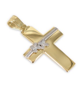VITOPOULOS Cross Yellow-White Gold 14Ct With Zircon Stones