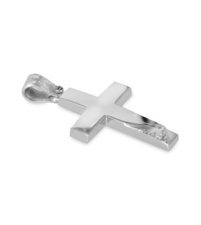 VITOPOULOS Cross White Gold 14Ct With Zircon Stones