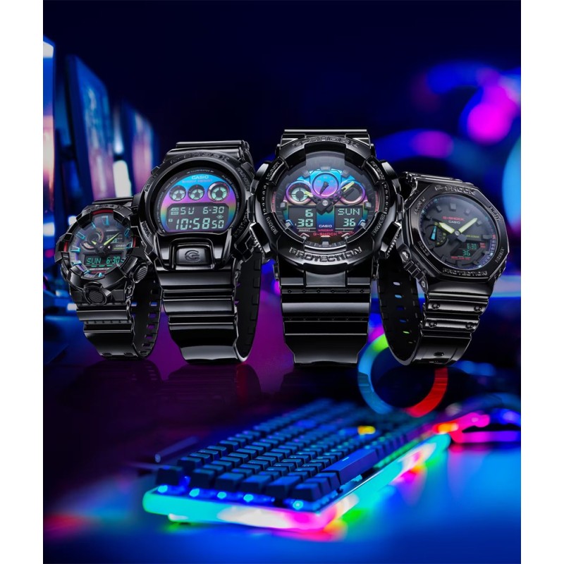 CASIO G-Shock Virtual Rainbow Series Black Rubber Strap GA CASIO G-Shock Virtual Rainbow Series Black Rubber Strap GA