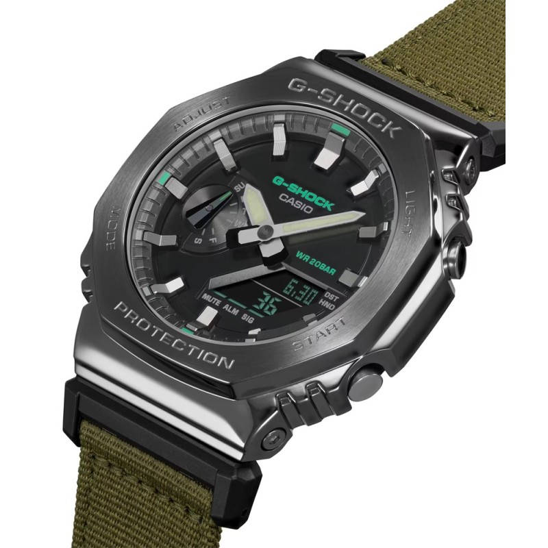 CASIO G Shock Green Fabric Strap GM 2100CB 3AER