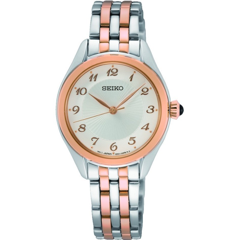 SEIKO Caprice Rose Gold Silver Stainless Steel Bracelet SUR382P1