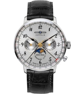 ZEPPELIN LZ 129 Hindeburg Black Leather Strap 7036-1
