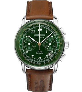 ZEPPELIN LZ 126 Los Angeles Chronograph Brown Leather Strap 7614-4