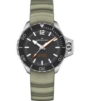 Ρολόι HAMILTON Khaki Navy Frogman Με Αυτόματο Μηχανισμό Και Χακί Καουτσούκ Λουράκι H77455331