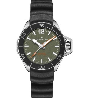 Ρολόι HAMILTON Khaki Navy Frogman Με Αυτόματο Μηχανισμό Και Μαύρο Καουτσούκ Λουράκι H77455360