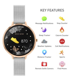 Ρολόι REFLEX Smartwatch Με Ασημί Ατσάλινο Mesh Μπρασελέ RA03-4041