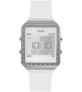 Ρολόι GUESS Mini Flare Με Λευκό Καουτσούκ Λουράκι W1224L1