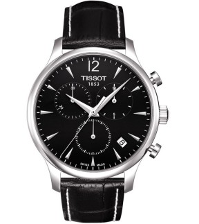 Ρολόι TISSOT Tradition Με Μαύρο Δερμάτινο Λουράκι T0636171605700