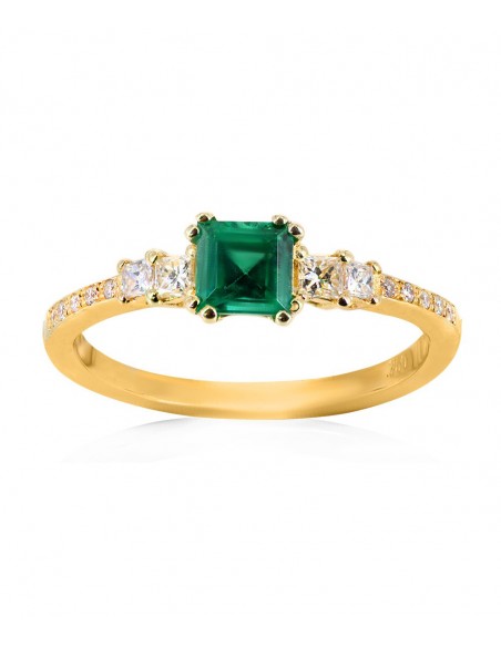 VITOPOULOS Ring Yellow Gold 18Ct With Emerald and Diamond Stones