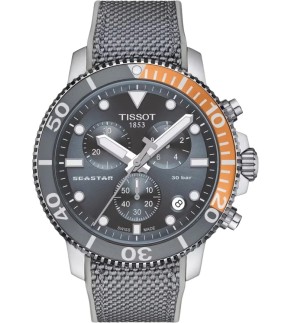 Ρολόι TISSOT Seastar 1000 Με Χρονογράφο Και Γκρι Υφασμάτινο-Καουτσούκ Λουράκι T1204171708101