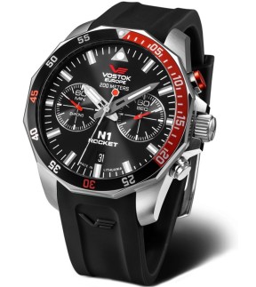 VOSTOK EUROPE Rocket N1 Chrono Black Silicone Strap 6S21-225A707S