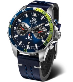 Ρολόι VOSTOK EUROPE Rocket N1 Chrono Με Μπλε Δερμάτινο Λουράκι 6S21-225A708