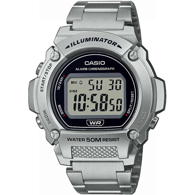 Ρολόι CASIO Collection Με Ασημί Ατσάλινο Μπρασελέ W-219HD-1AVEF