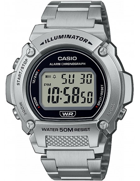 Ρολόι CASIO Collection Με Ασημί Ατσάλινο Μπρασελέ W-219HD-1AVEF