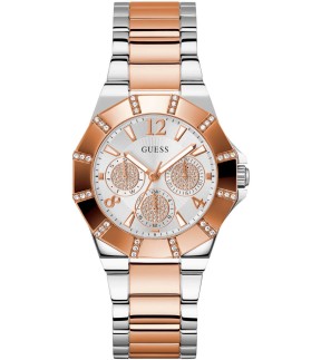 Ρολόι GUESS Sunray Με Ροζ Χρυσό-Ασημί Ατσάλινο Μπρασελέ GW0616L3