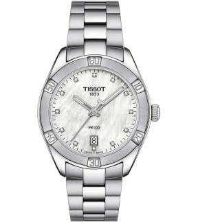 Ρολόι TISSOT PR 100 Sport Chic Με Ασημί Ατσάλινο Μπρασελέ T1019101111600