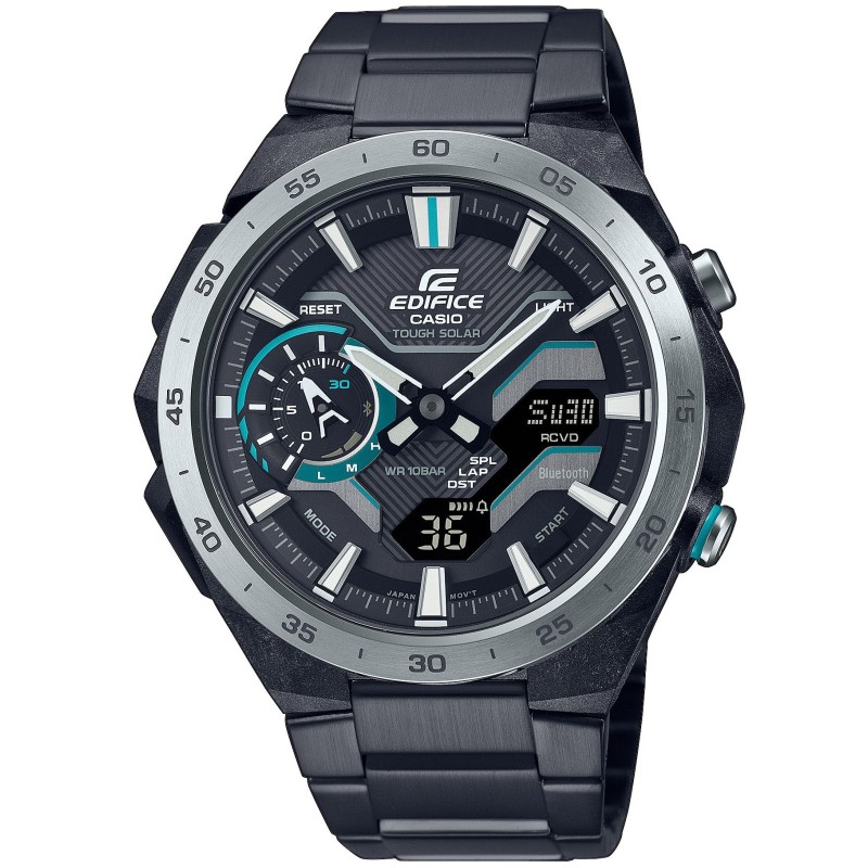 CASIO Edifice Solar Chronograph Black Stainless Steel Bracelet ECB 2200DD 1AEF