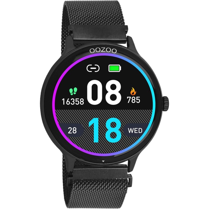 Ρολόι OOZOO Smartwatch Με Μαύρο Ατσάλινο Mesh Μπρασελέ Q00139