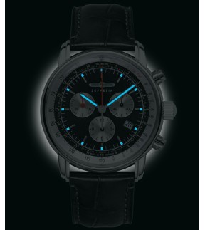 ZEPPELIN LZ 14 Marine Chronograph Black Leather Strap 8888-2