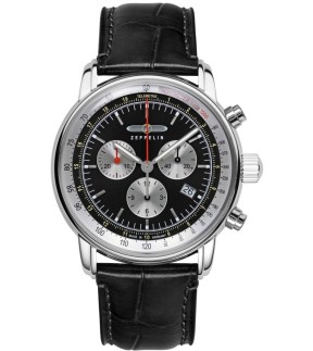 ZEPPELIN LZ 14 Marine Chronograph Black Leather Strap 8888-2