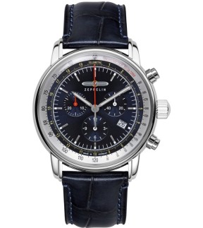 ZEPPELIN LZ 14 Marine Chronograph Blue Leather Strap 8888-3