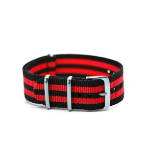 NATO Black- Red Nylon Strap 18mm