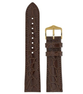 Λουράκι HIRSCH Crocograin Καφέ Δερμάτινο 18mm 12322810-18