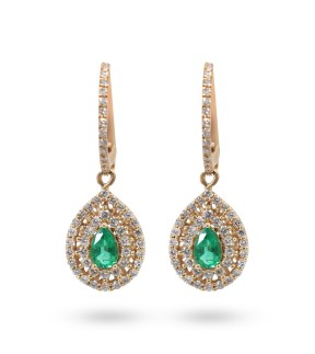 VITOPOULOS Woman Earrings Gold 18CT With Emeralds And Diamonds