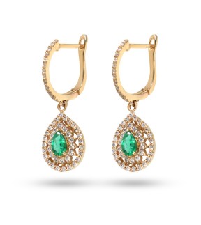VITOPOULOS Woman Earrings Gold 18CT With Emeralds And Diamonds