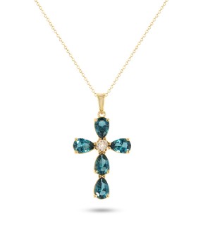 VITOPOULOS Woman Cross Yellow Gold 14Ct With Zircon Stones