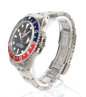 Προϊδιόκτητο Ρολόι ROLEX GMT Master Με Χρονογράφο Και Ασημί Ατσάλινο Μπρασελέ