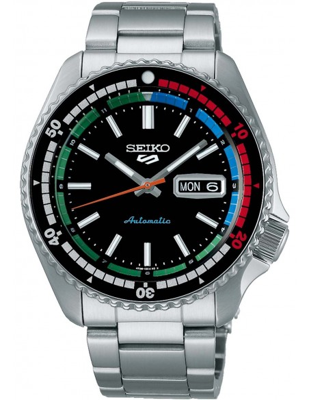 Ρολόι SEIKO 5 Sports The 'New Regatta Timer' Retro Colour Collection Με Αυτόματο Μηχανισμό Και Ασημί Ατσάλινο Μπρασελέ SRPK13K1F