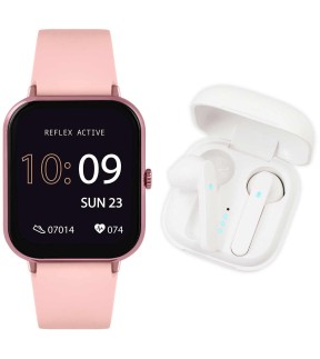 REFLEX Smartwatch Pink Silicone Strap & Earbud Set RA17-2162-TWS