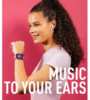 REFLEX Smartwatch Pink Silicone Strap & Earbud Set RA17-2162-TWS