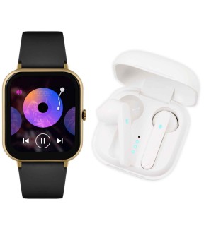 REFLEX Smartwatch Black Silicone Strap & Earbud Set RA23-2168-TWS