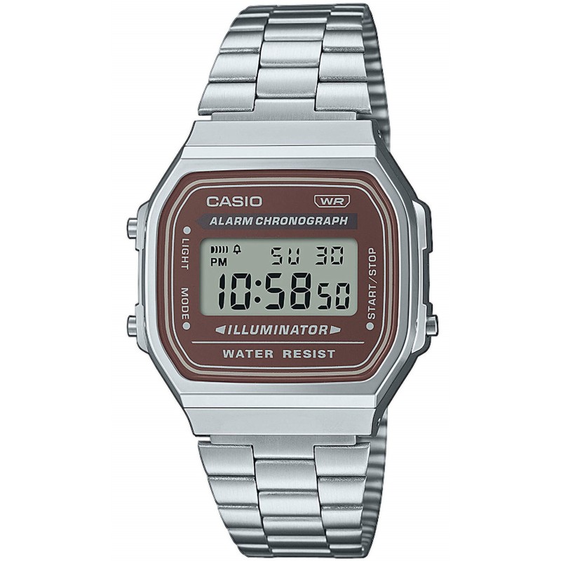 CASIO Vintage Silver Stainless Steel Bracelet A 168WA 5AYES