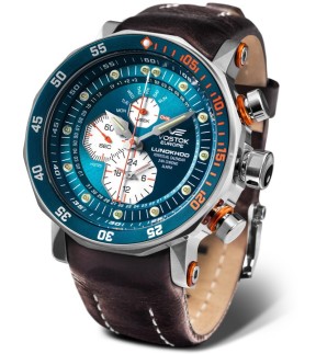 VOSTOK EUROPE Lunokhod Multifunctional Brown Leather Strap YM86-620A636